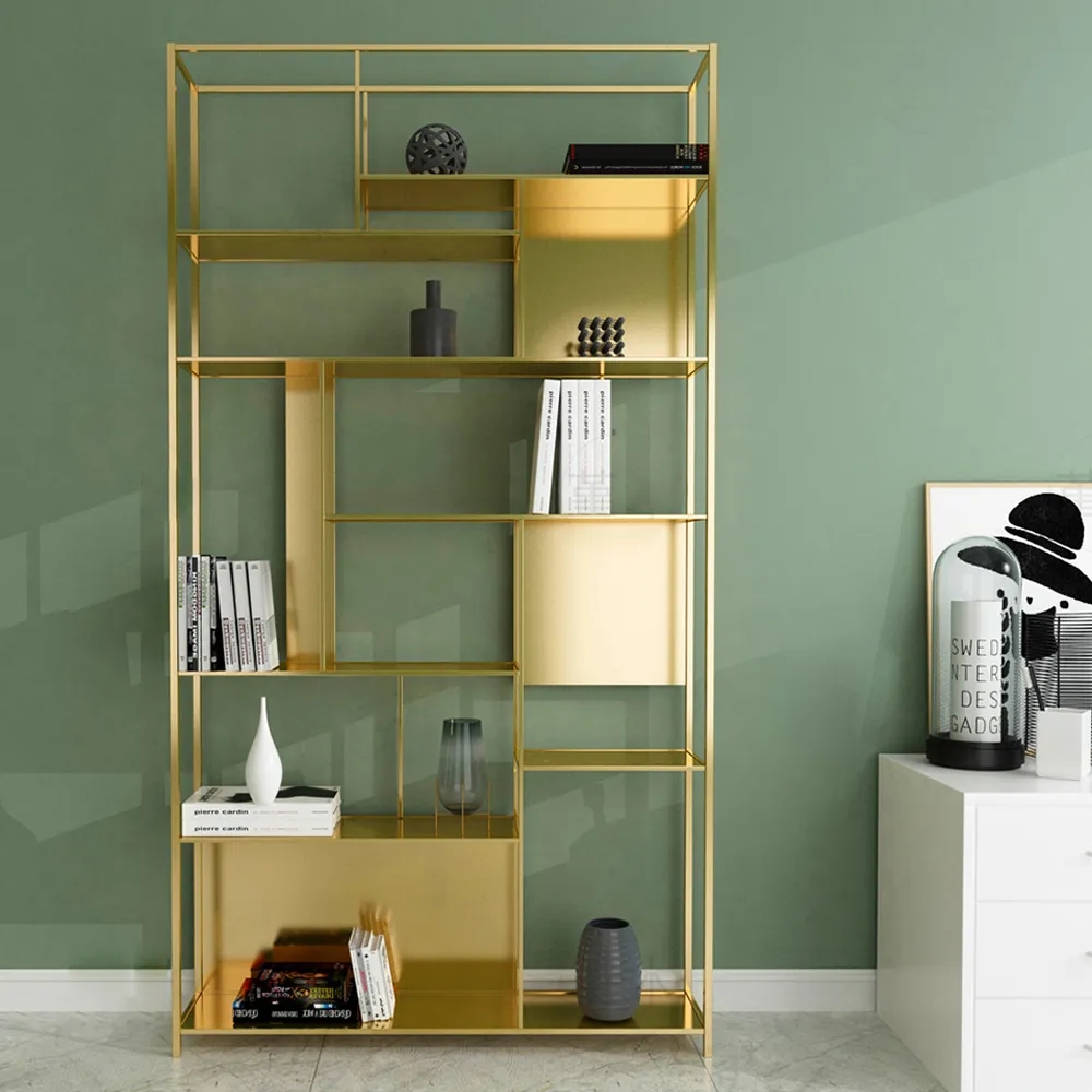 Contemporary Standing Geometric Bookshelf in Metal window image