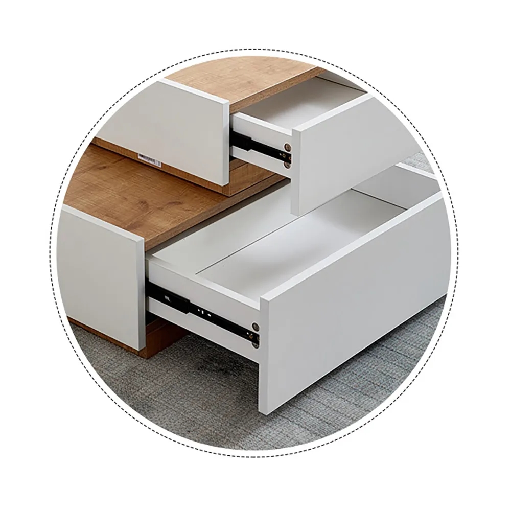 850 mm Scandinavisch wit nachtkastje minimalistisch gelakt nachtkastje met 2 lades Vensterafbeelding