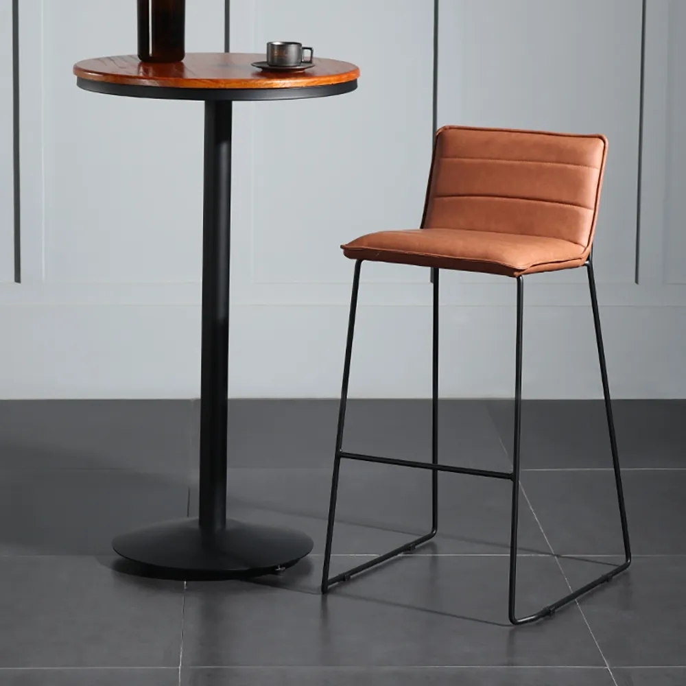 820mmHeight Bar Stool with Backrest PU Leather Upholstery Sled Bar Chair window image