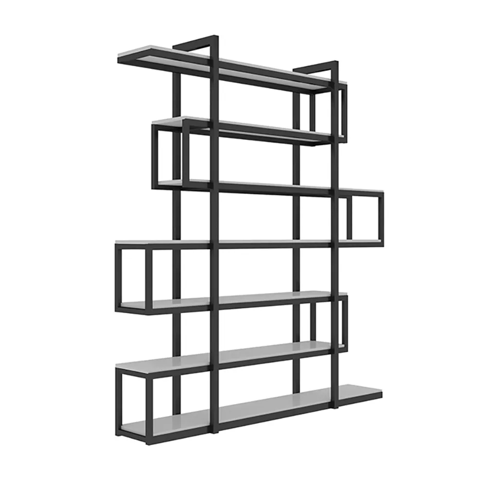 78" Minimalism 6-Tiered Etagere Bookshelf in White & Black window image