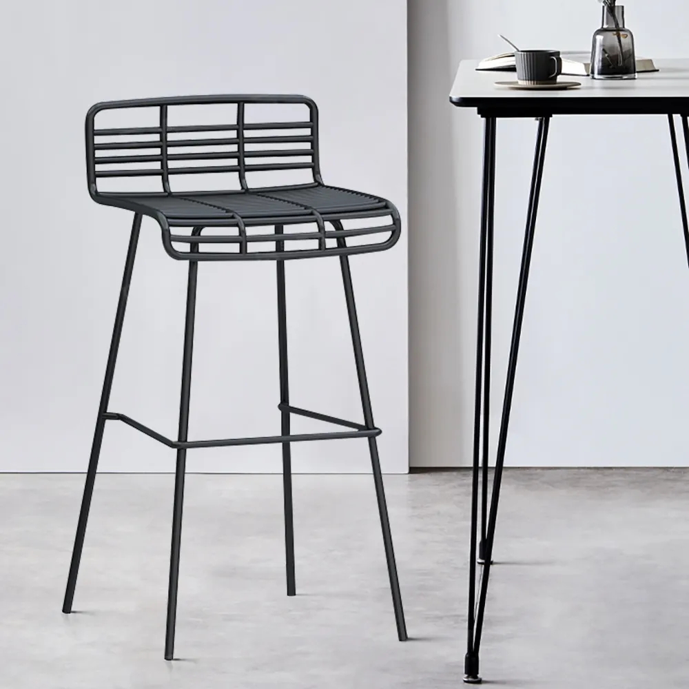 Modern Height Bar Stool with Backrest Hollow Bar Chair Set of 2 window image