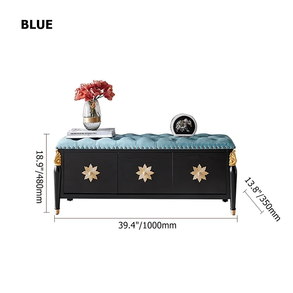 1000mm Retro Storage Bench Shoe Rack with Leather Upholstered Seat window image