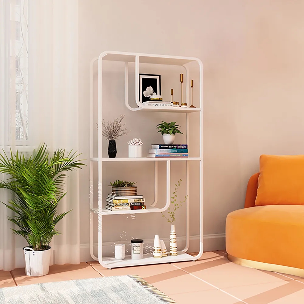 4-Tier Nordic Metal Bookcase Freestanding Shelf window image