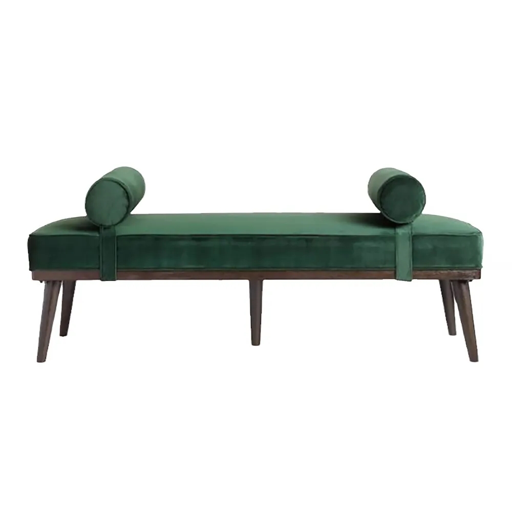 Retro Bench Velvet Upholstered Bench 1000mm Bench Pillow Included window image