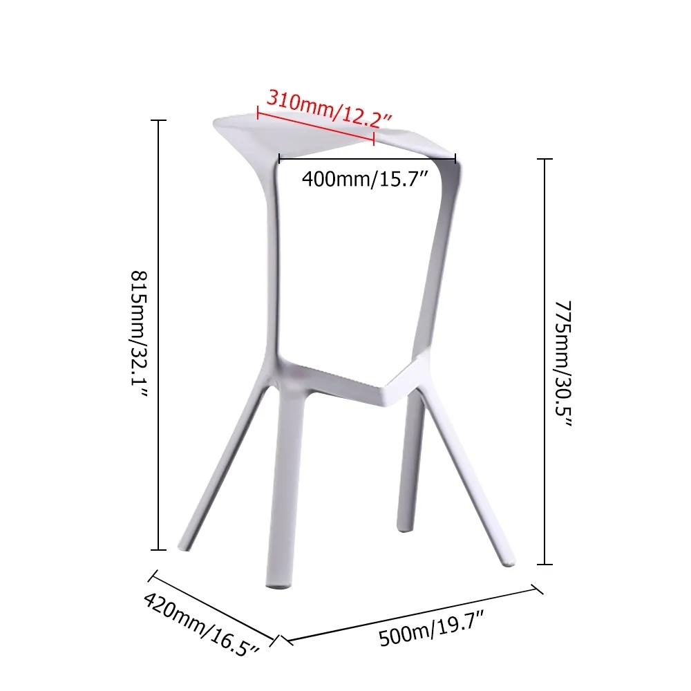 Nordic PP Plastic Bar Stool Exquisite Shape Counter Chair Set of 2 window image