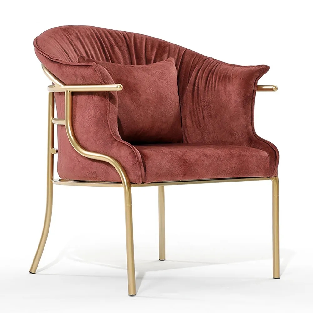 Retro Velvet Upholstered Sofa 1-Seater Sofa with Gold Legs window image