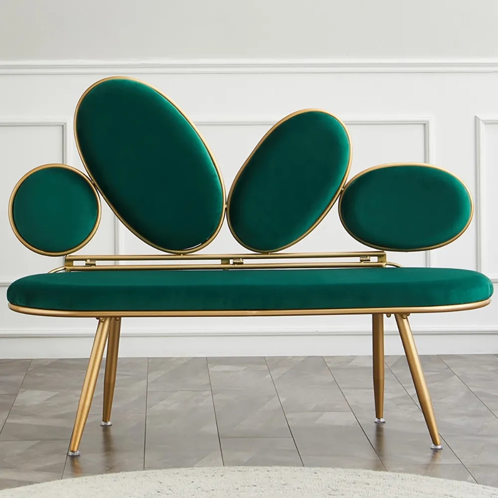 Green 1250mm Nordic Sofa Velvet Upholstered Cobblestone Sofa in Gold Legs window image