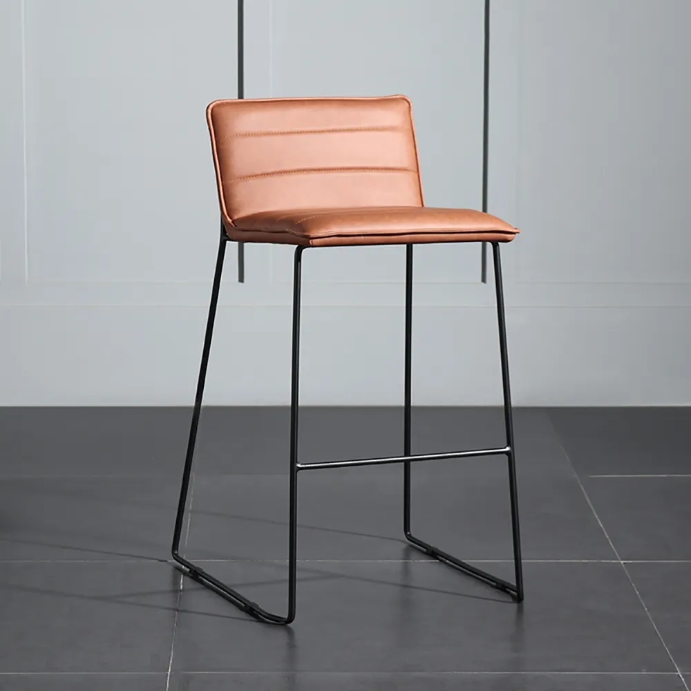 820mmHeight Bar Stool with Backrest PU Leather Upholstery Sled Bar Chair window image