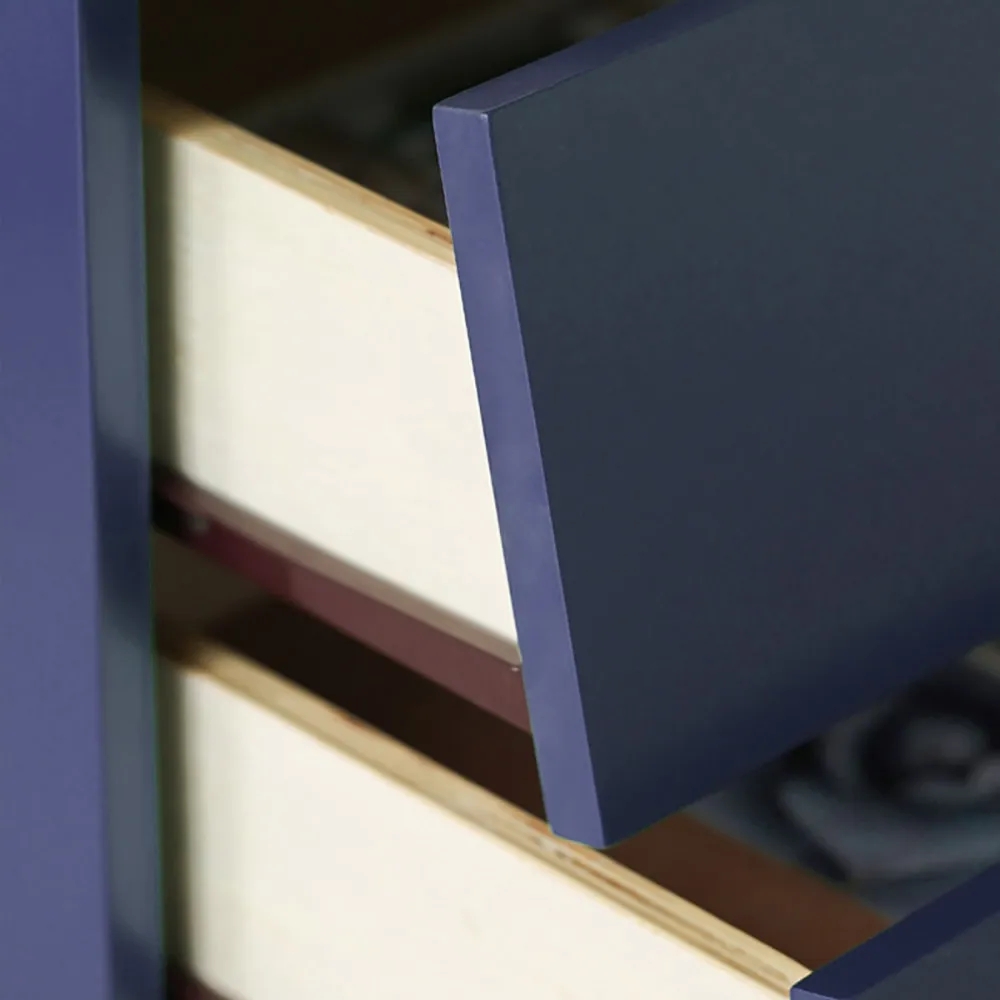 Modern Blue Nightstand Minimalist Cant Bedside Table with 2 Drawers window image