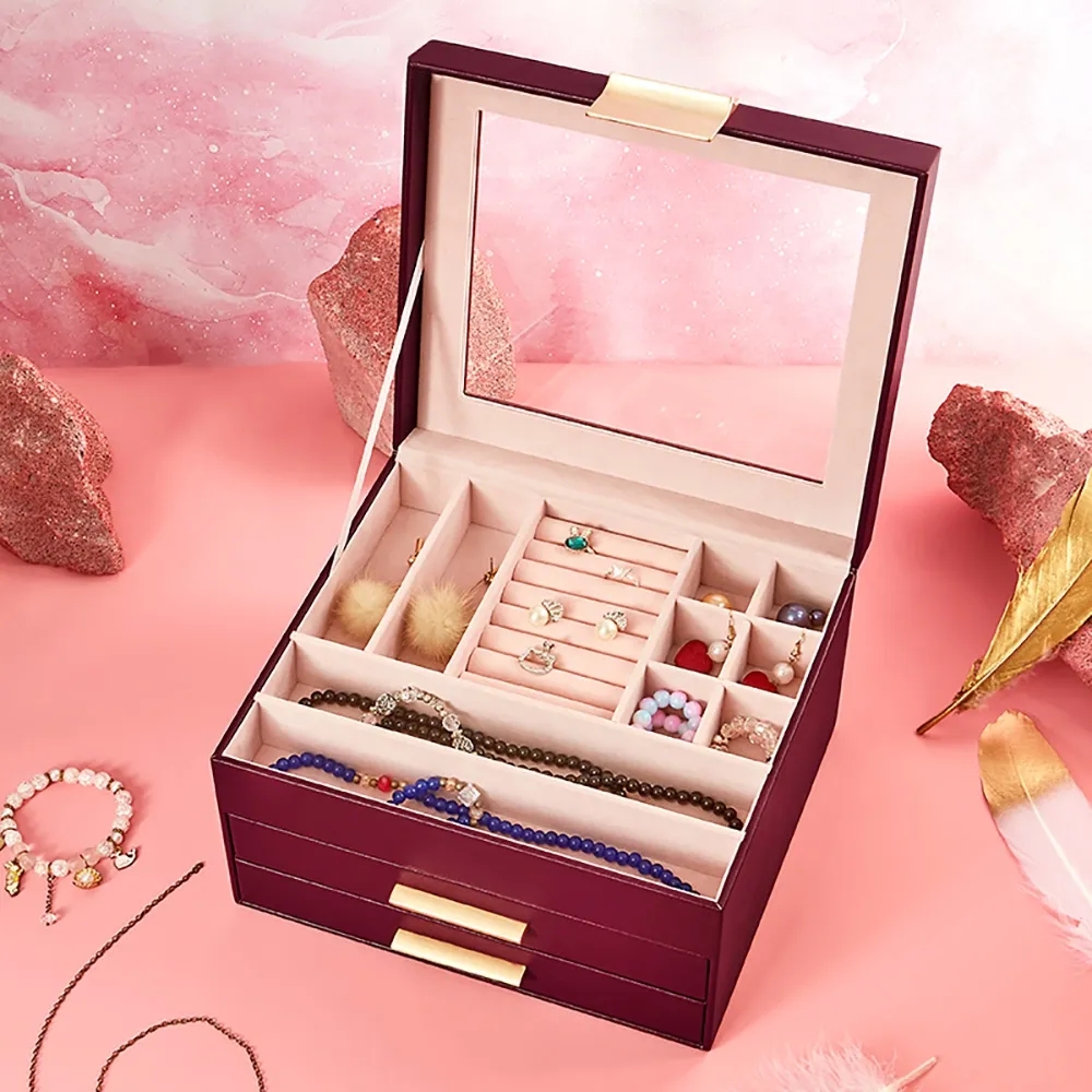 PU Leather Desk Organiser Ring Holder in Pink window image