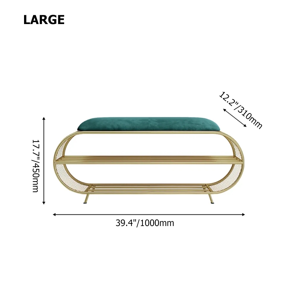 Modern Bench Velvet Upholstered Bench for Shoe Storage window image