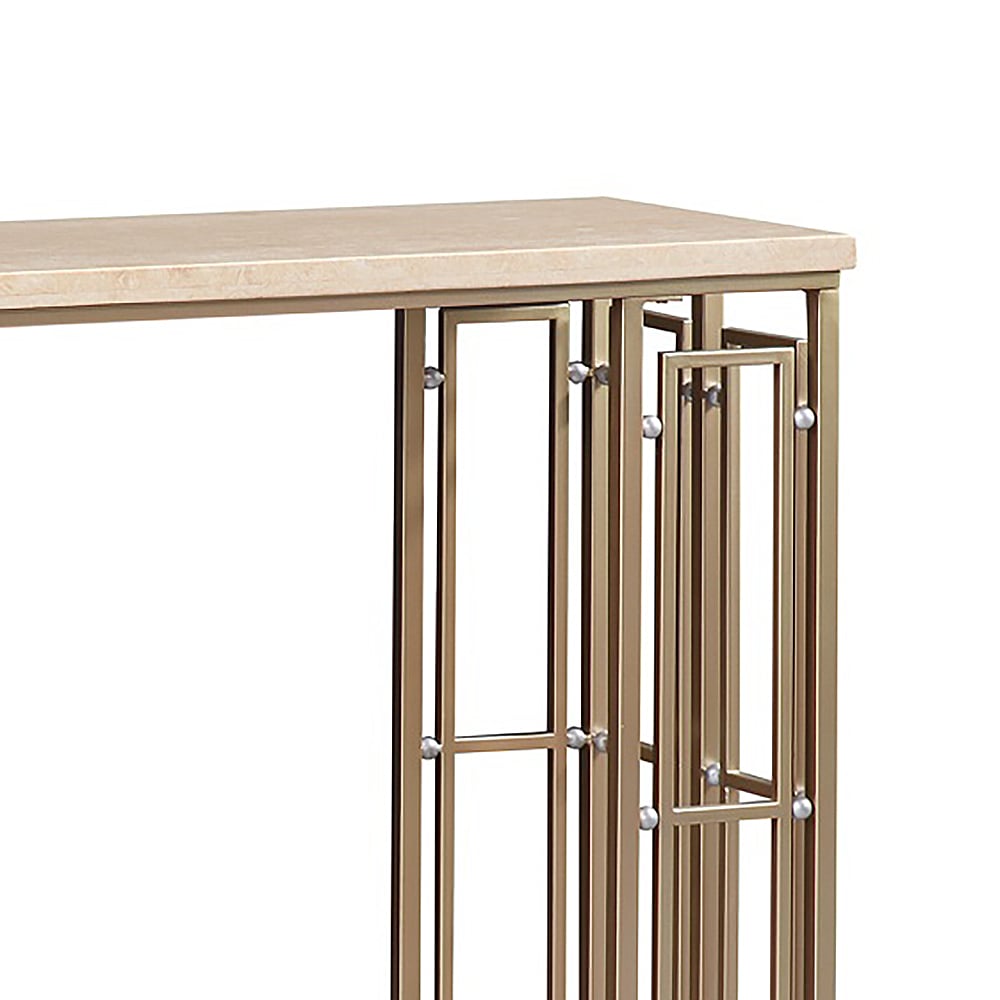 59.9" Modern Rectangular Console Table with Marble Top & Metal Frame window image