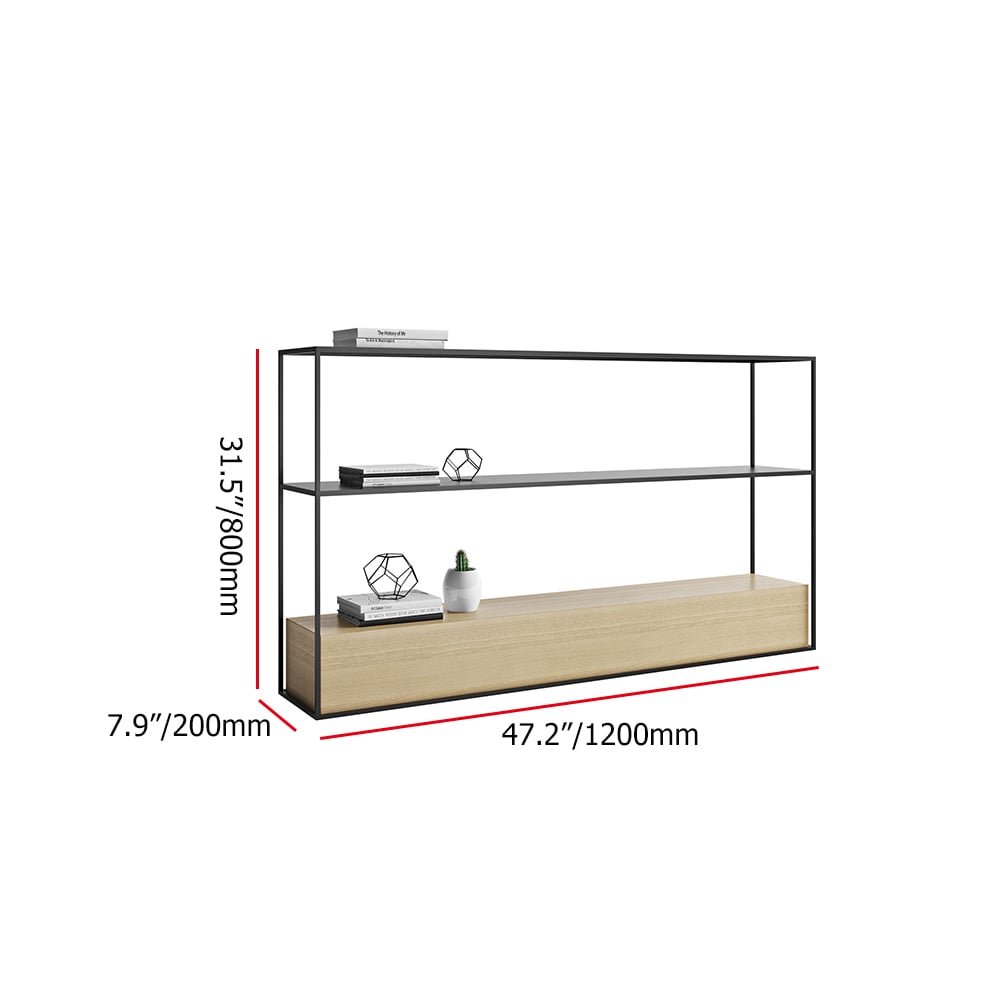 Modern Black Console Table with Shelves & Metal Frame window image