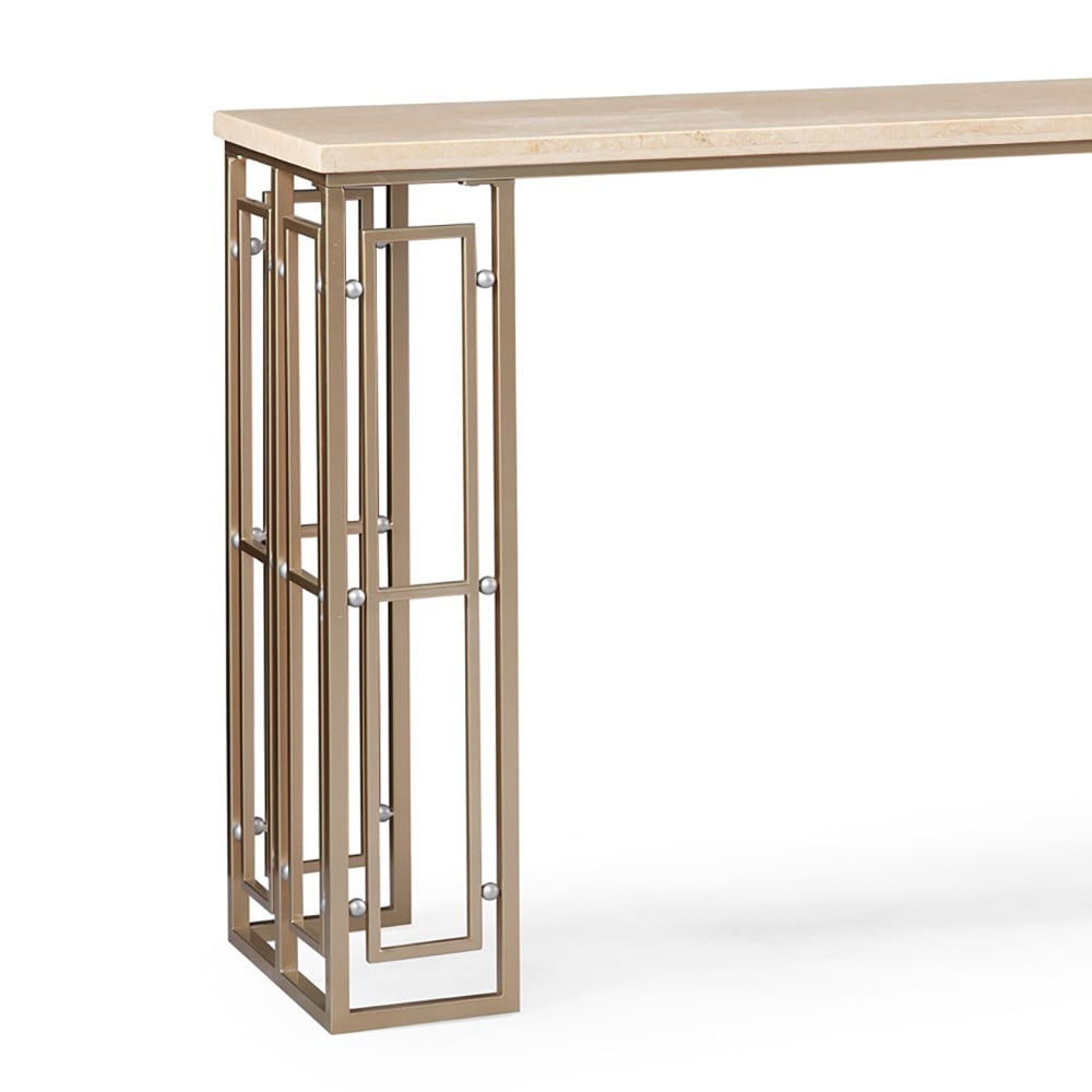 59.9" Modern Rectangular Console Table with Marble Top & Metal Frame window image