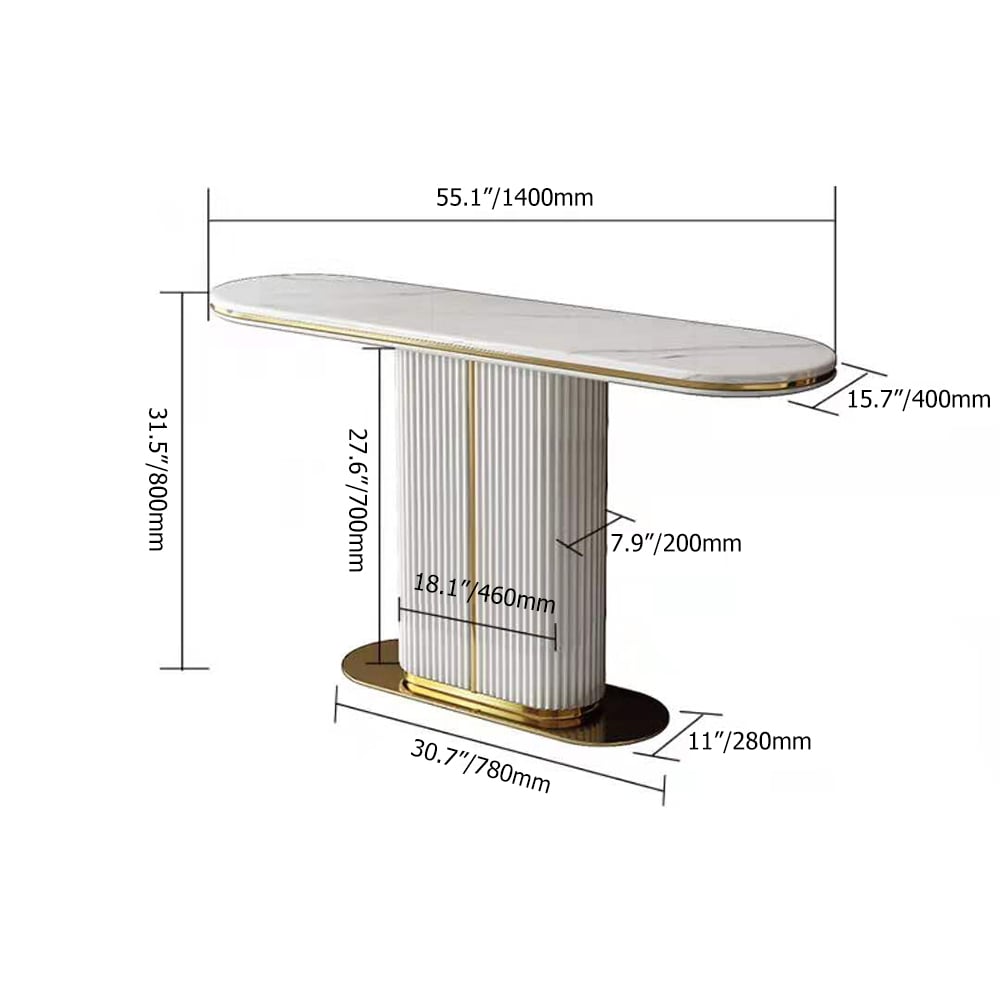 Modern White Narrow Console Table with Marble Top & MDF Base window image