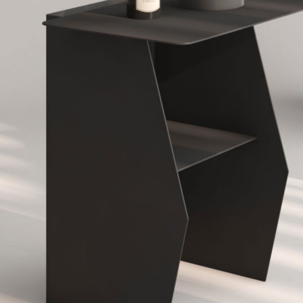 2-Tiered End Table with Storage Side Table Metal Gray window image