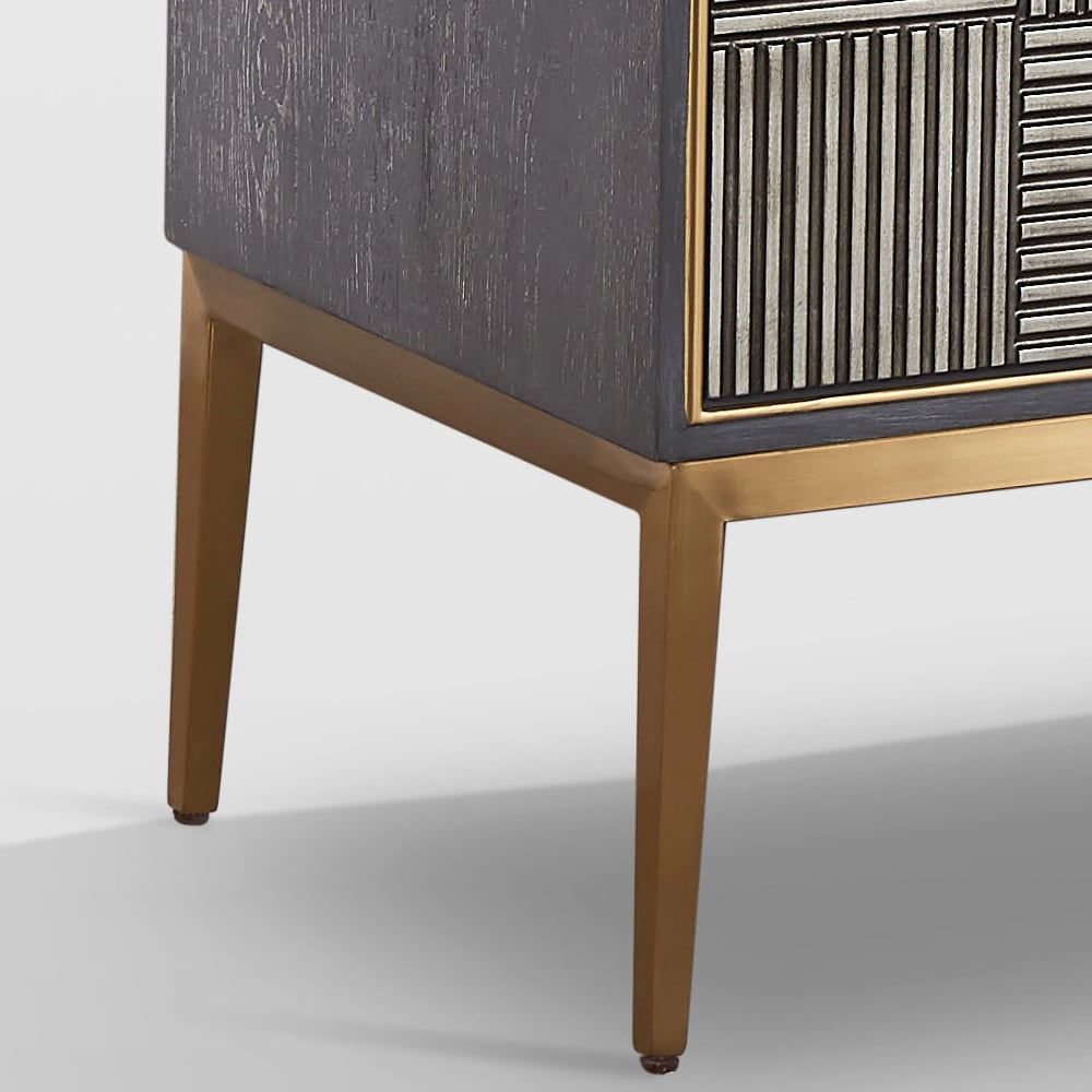 41" Novel Silver Gray Display Cabinet 2-Door Textile Patterns Accent Cabinet window image