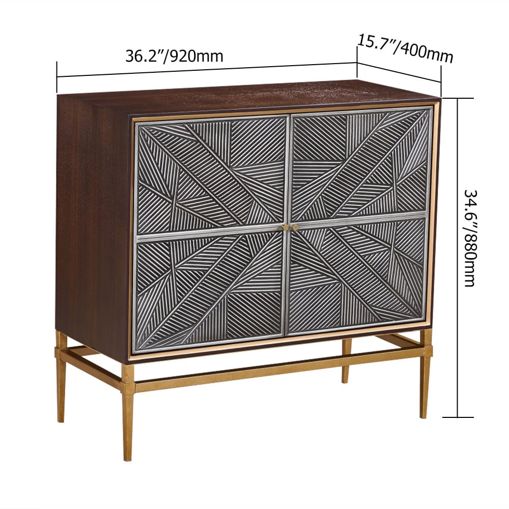 Postmodern Silver Grey Display Cabinet 2-Door 920mm Abstract Cabinet with Storage window image