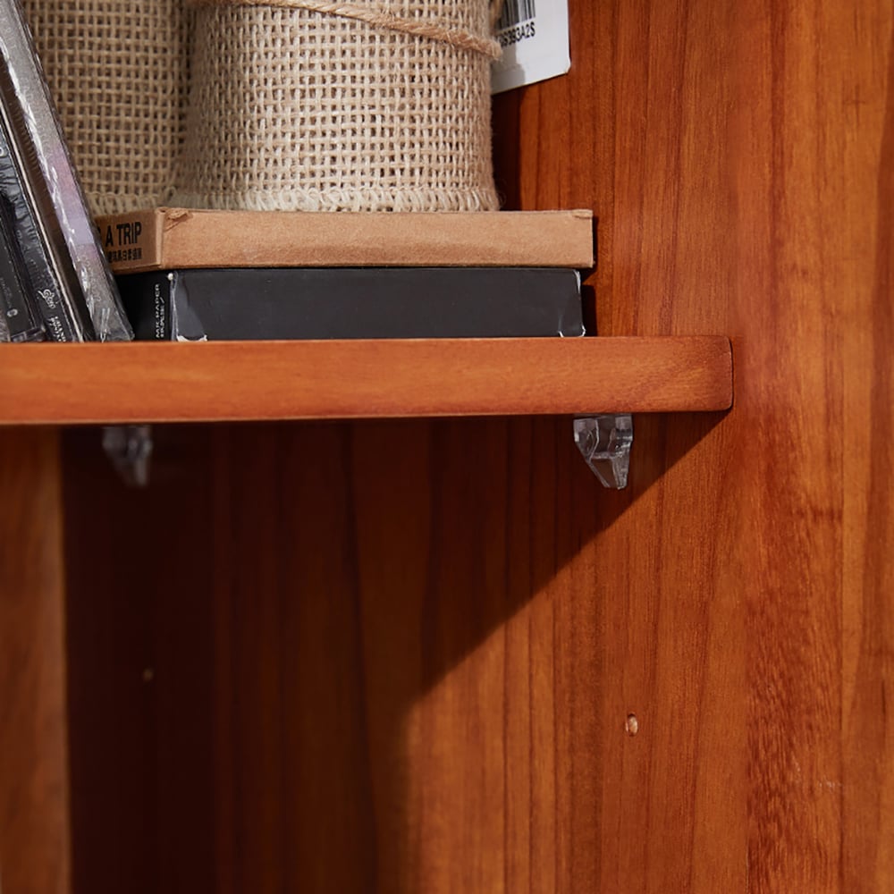 66" Walnut 5-Drawer Chest Accent Cabinet 1 Adjustable Shelf window image