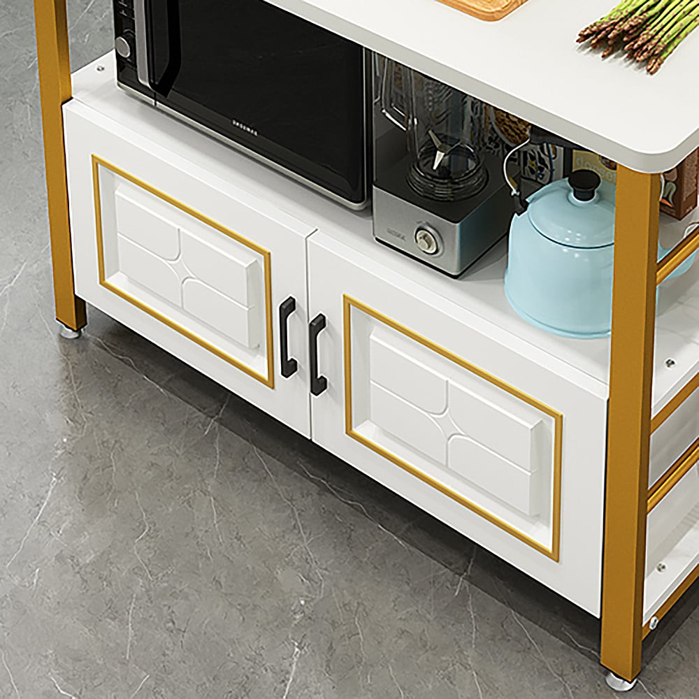 Modern White Kitchen Island 39" Kitchen Cabinet with Storage and Rods ...
