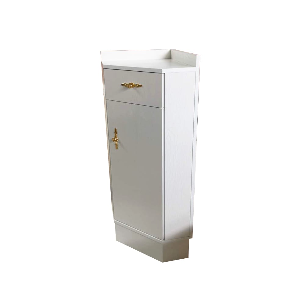 White Display Cabinet Rhombic Wood Corner Cabinet 15" window image