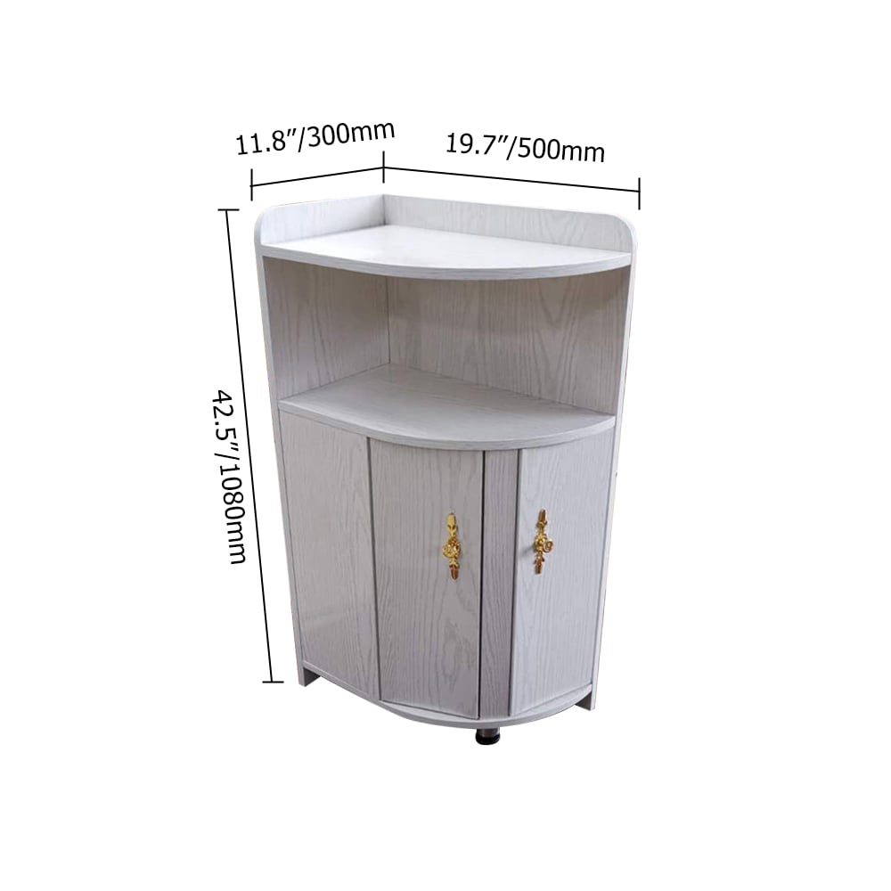 Walnut Display Cabinet 2-Door & 3-Shelf Wood Storage Cabinet Gold Finish window image