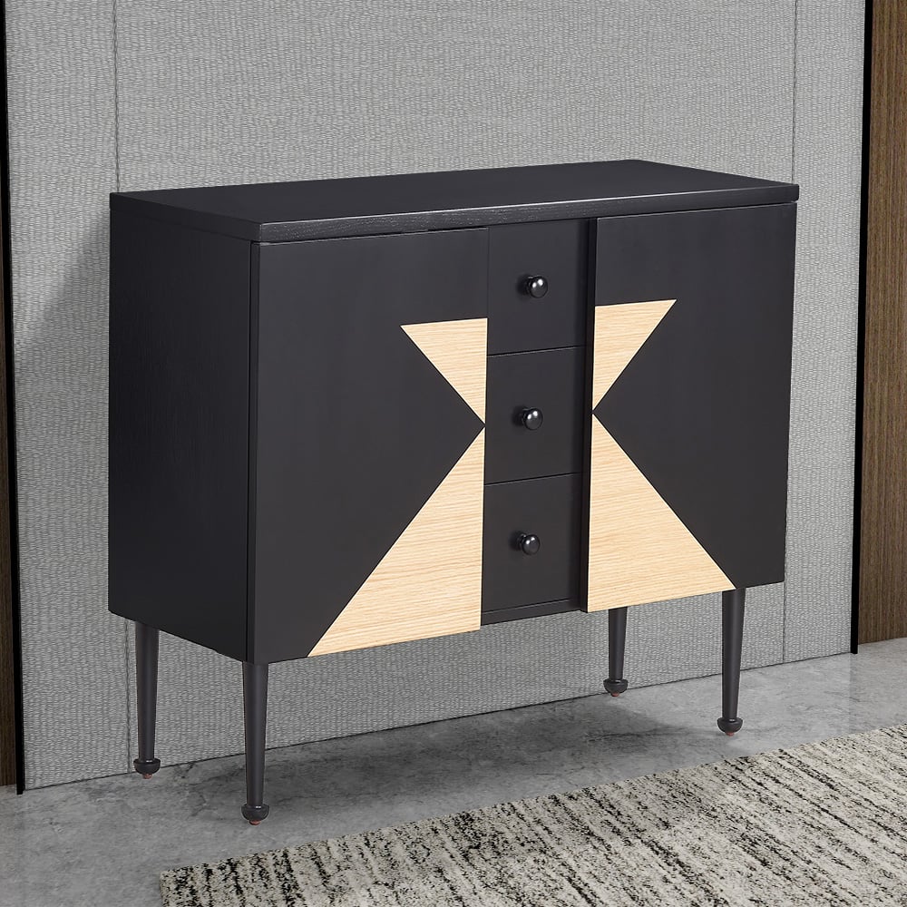 Postmoderne zwarte vitrinekast contrastkleurige 1000 mm kast met opbergruimte Vensterafbeelding