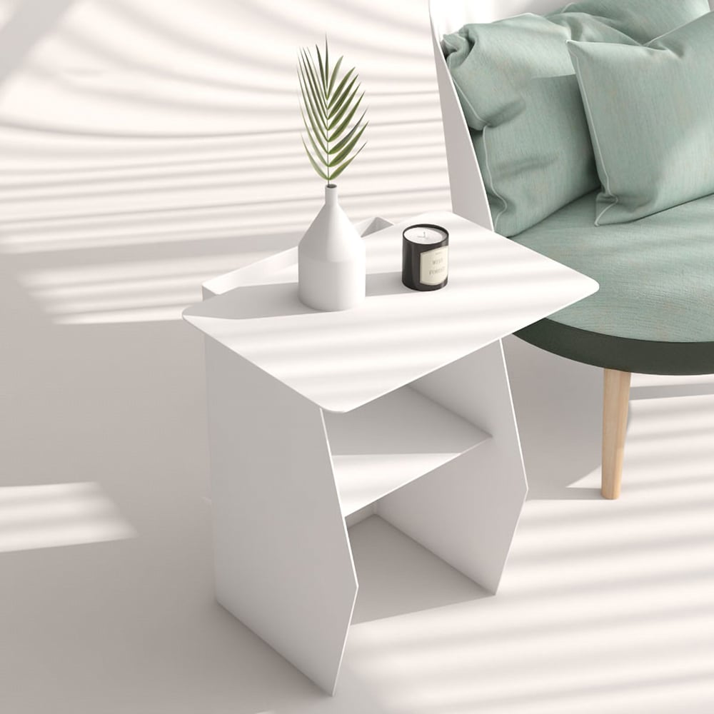 2-Tiered End Table with Storage Side Table Metal Gray window image