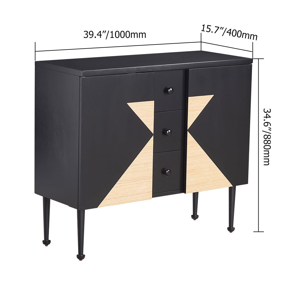 Postmoderne zwarte vitrinekast contrastkleurige 1000 mm kast met opbergruimte Vensterafbeelding
