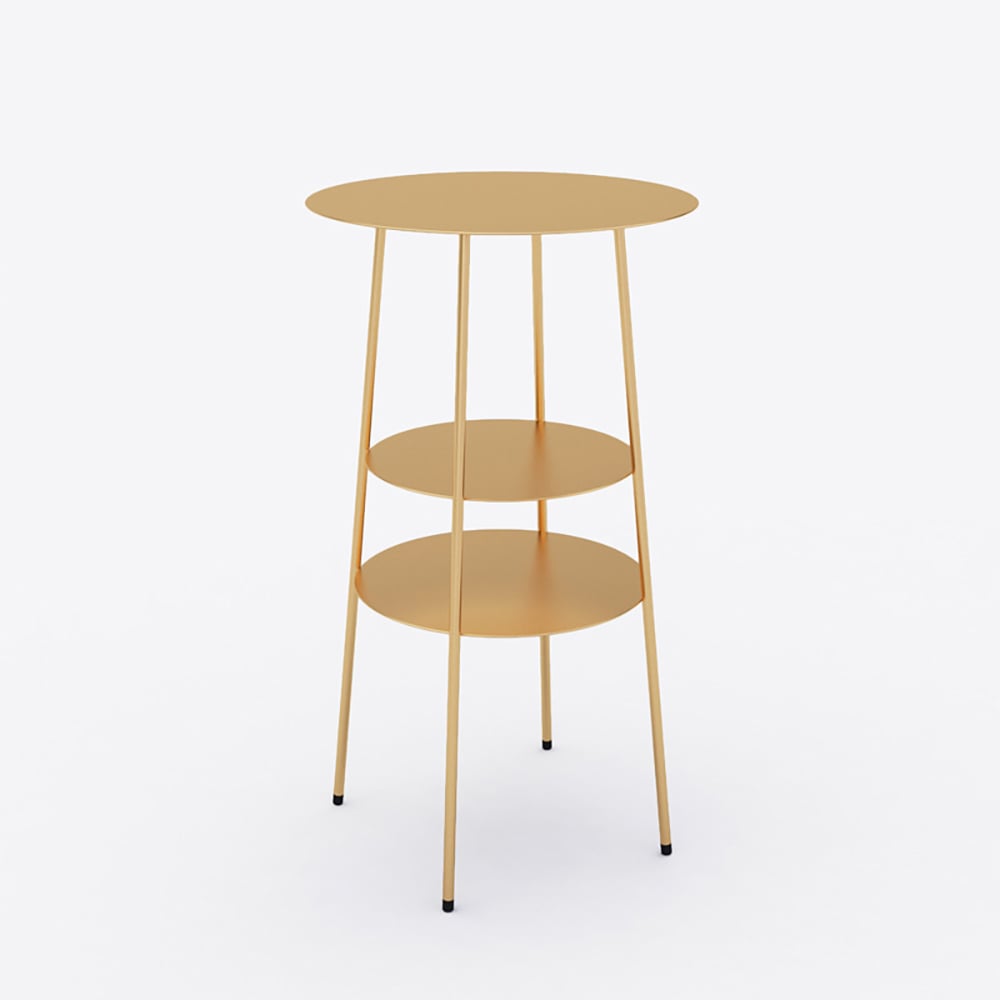 3-Tiered Gold Modern Round End Table with Shelf Metal Frame window image
