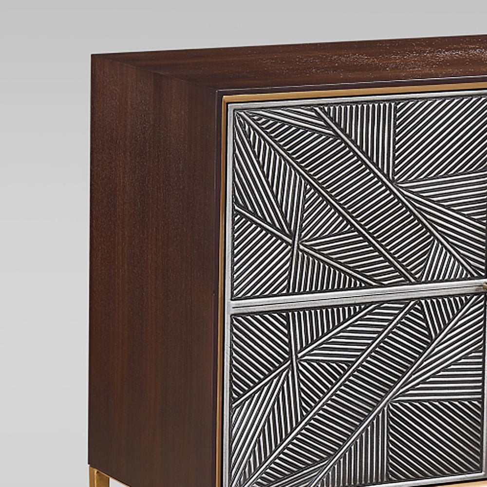 Postmodern Silver Grey Display Cabinet 2-Door 920mm Abstract Cabinet with Storage window image