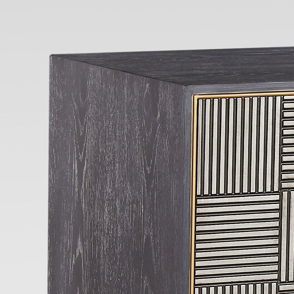 41" Novel Silver Gray Display Cabinet 2-Door Textile Patterns Accent Cabinet window image