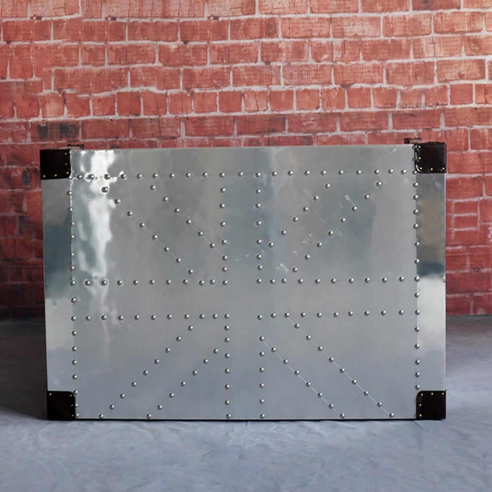 Industrial Silver Home Office Desk with Drawers Aluminum Writing Desk window image