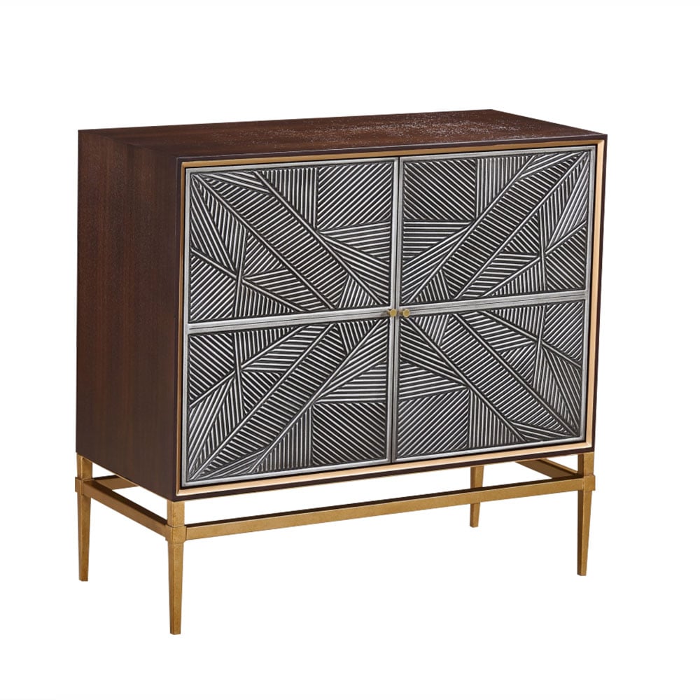 Postmodern Silver Grey Display Cabinet 2-Door 920mm Abstract Cabinet with Storage window image