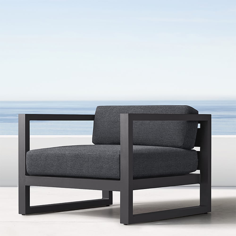 Outdoor Accent Chair with Cushion Back and Square Arm window image