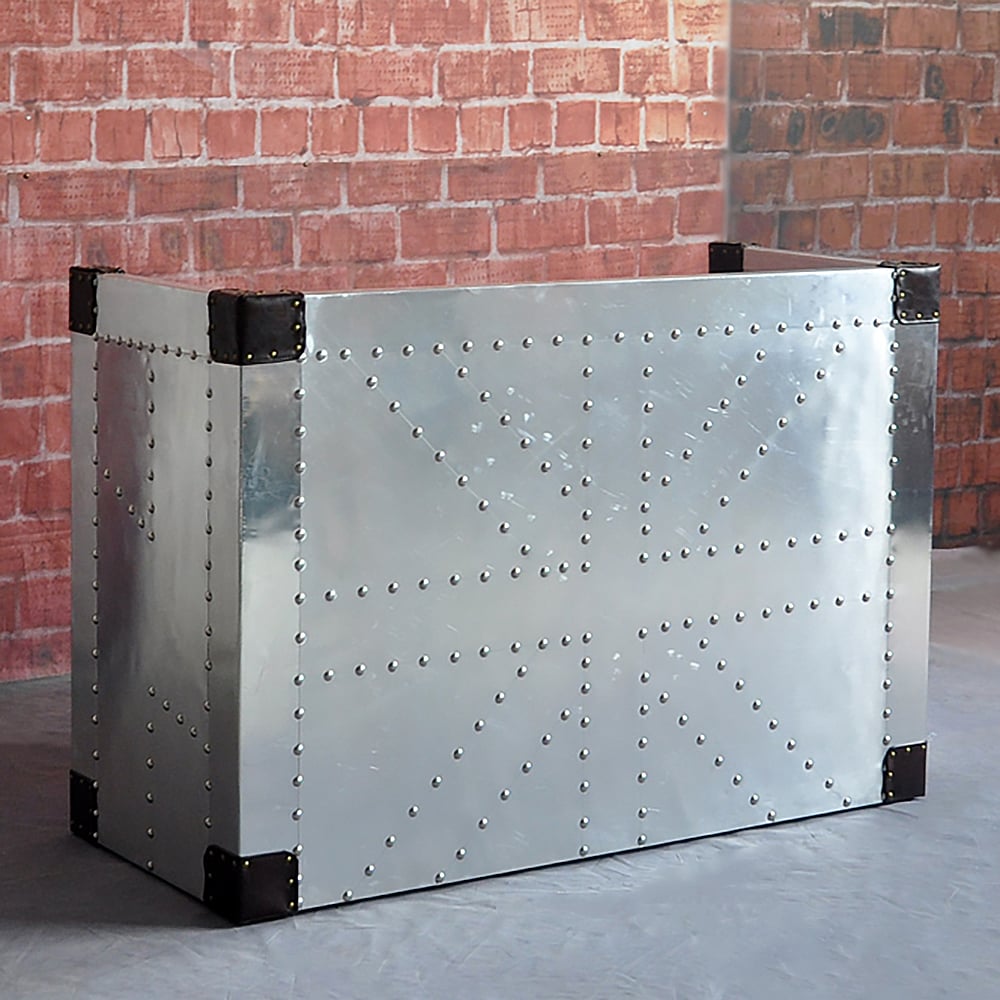 Industrial Silver Home Office Desk with Drawers Aluminum Writing Desk window image