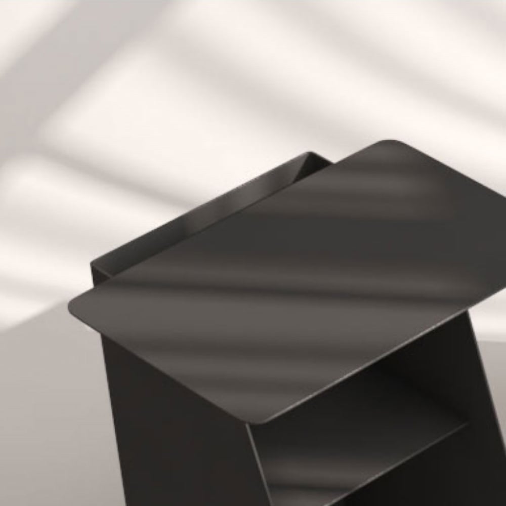 2-Tiered End Table with Storage Side Table Metal Gray window image