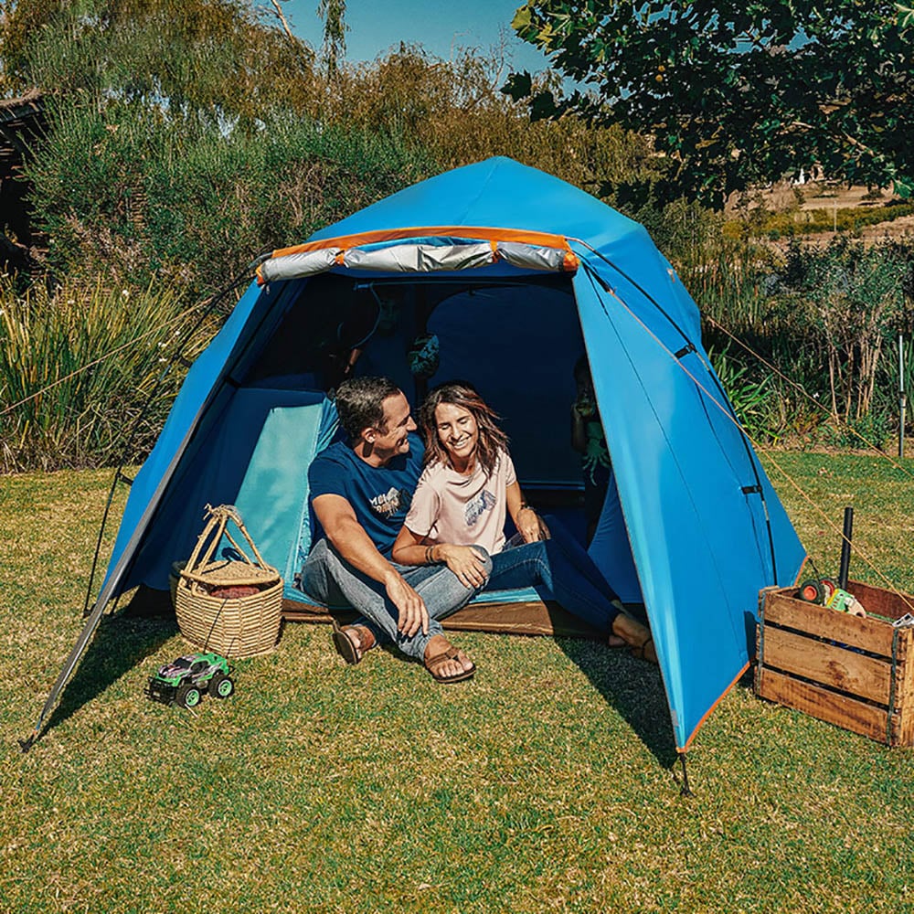 LINGDONG Family Tente automatique 4 personnes avec revêtement imperméable 190T Polyester image de fenêtre