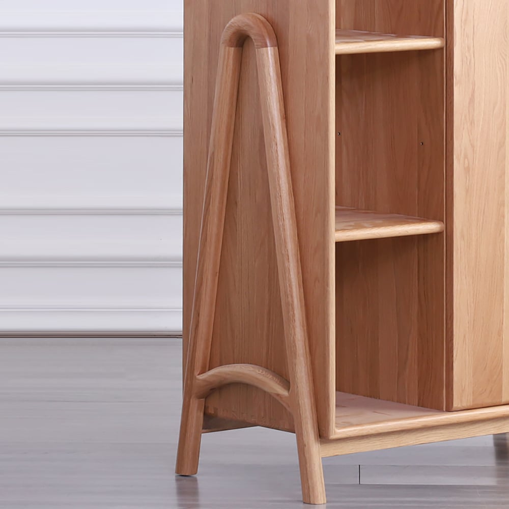 Nordic Natural Cabinet Oak Wood Side Cabinet Open Storage Hidden Pulls window image