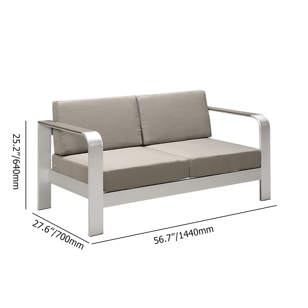 56.7" 2-Seater Outdoor Sofa with Aluminum Frame and Cushion Back window image