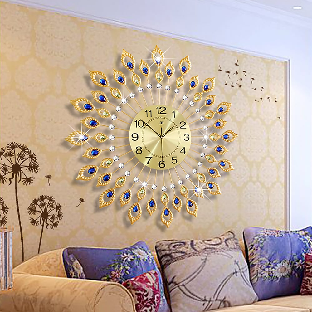 26.4" Creative Luxury Peacock Feathers European Modern Style Wall Clock window image
