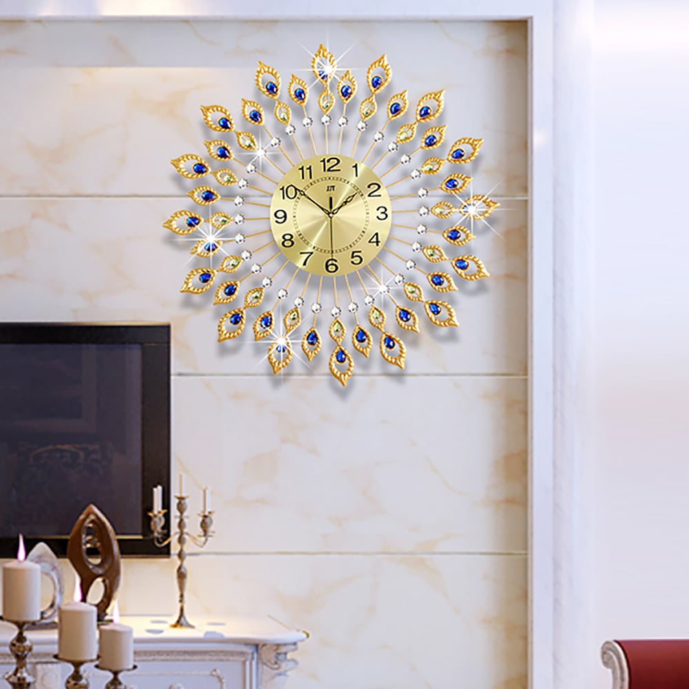 26.4" Creative Luxury Peacock Feathers European Modern Style Wall Clock window image