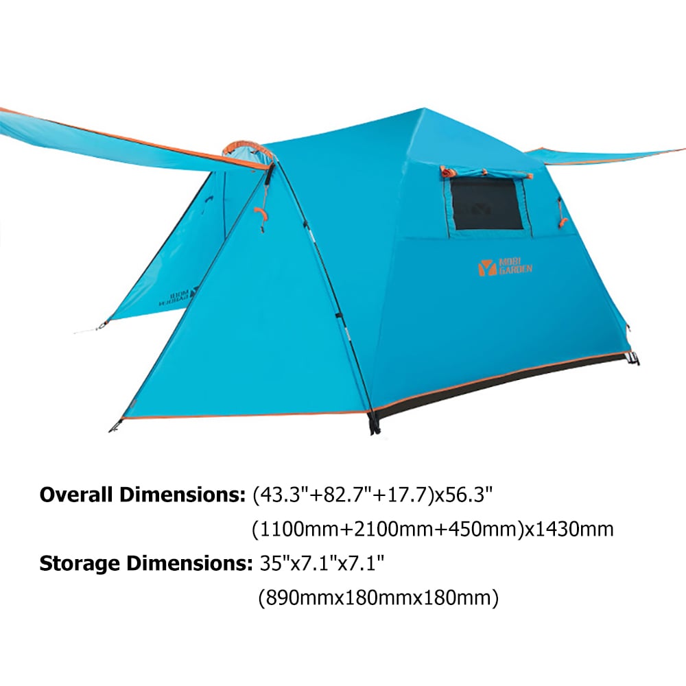 LINGDONG Family Tente automatique 4 personnes avec revêtement imperméable 190T Polyester image de fenêtre