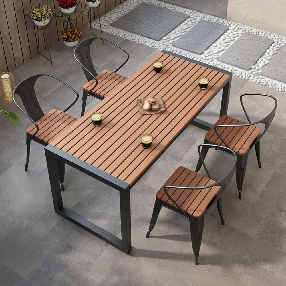 5-Pieces Outdoor Dining Set with Rectangle Table and 4 Armchair window image
