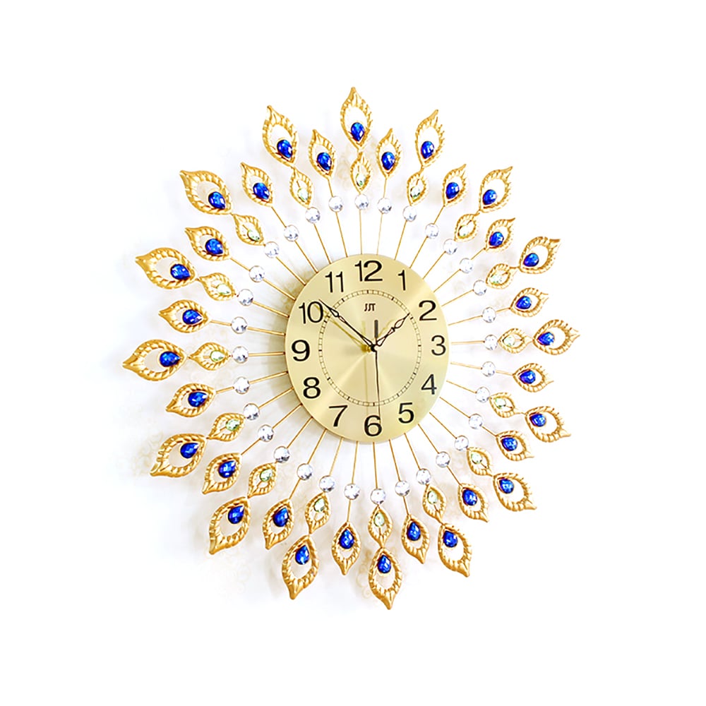 26.4" Creative Luxury Peacock Feathers European Modern Style Wall Clock window image