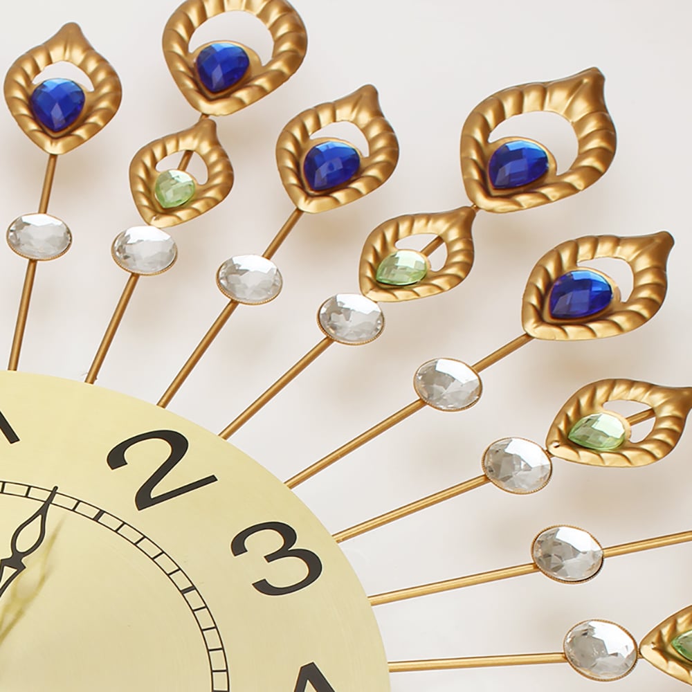 26.4" Creative Luxury Peacock Feathers European Modern Style Wall Clock window image