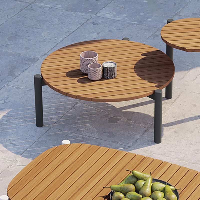 1000.8mm Round 3 Legs Outdoor Coffee Table with WPC-top Aluminum Frame window image