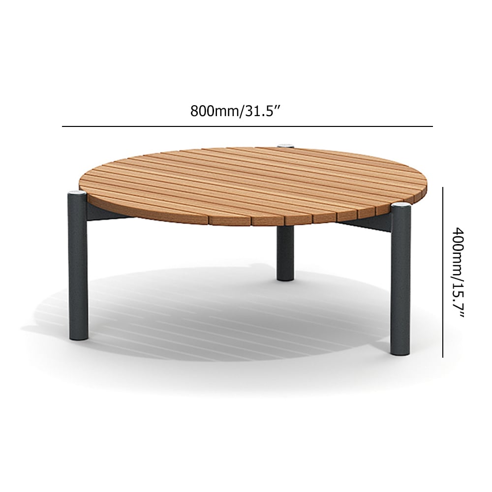 1000.8mm Round 3 Legs Outdoor Coffee Table with WPC-top Aluminum Frame window image