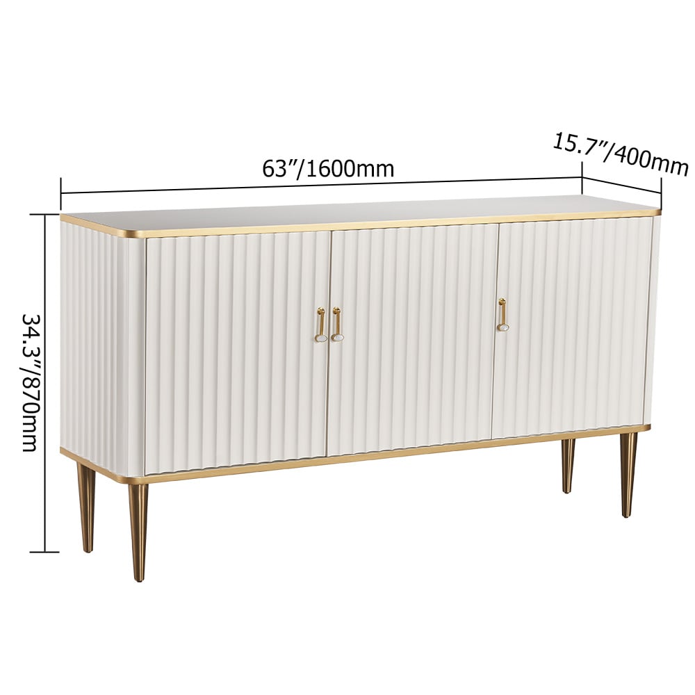 Contemporary Black Buffet 3-Door Light Luxury Sideboard Gold Finsh window image