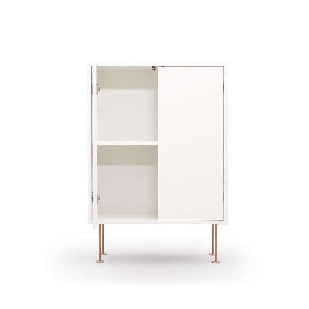 American White Display Cabinet Minimalist 2-Door 1-Shelf Storage Cabinet window image